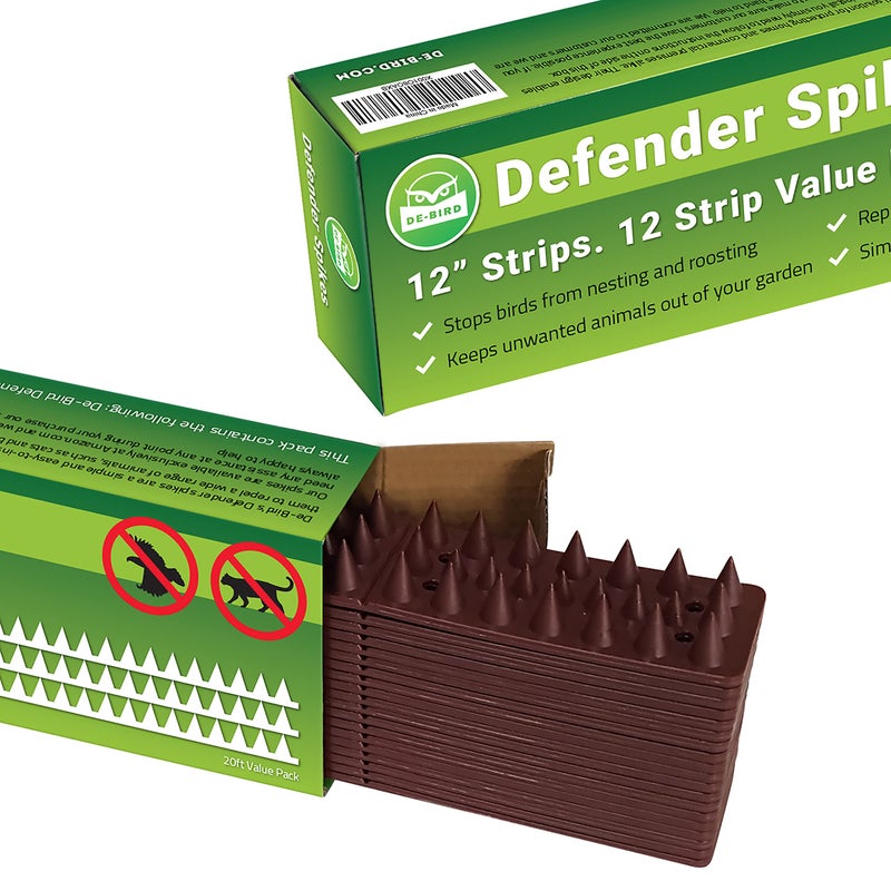 De-Bird Bird Spikes - 12-Piece, 12 Ft Total, Woodpecker - Animal Deterrent & Plastic Spike Strips for Outdoor Fence - Anti-Climb Flexible Strips for Cats, Squirrels & Raccoons - Image 3
